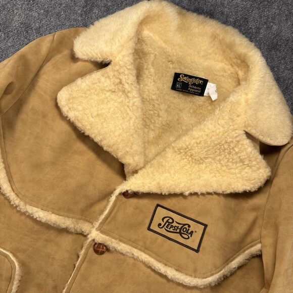 swingster Other - Vintage Pepsi Cola Swingster Sherpa Work Jacket XL Tan USA Quaker State